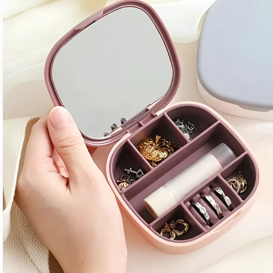 Travel Jewelry Organizer Box with Mirror