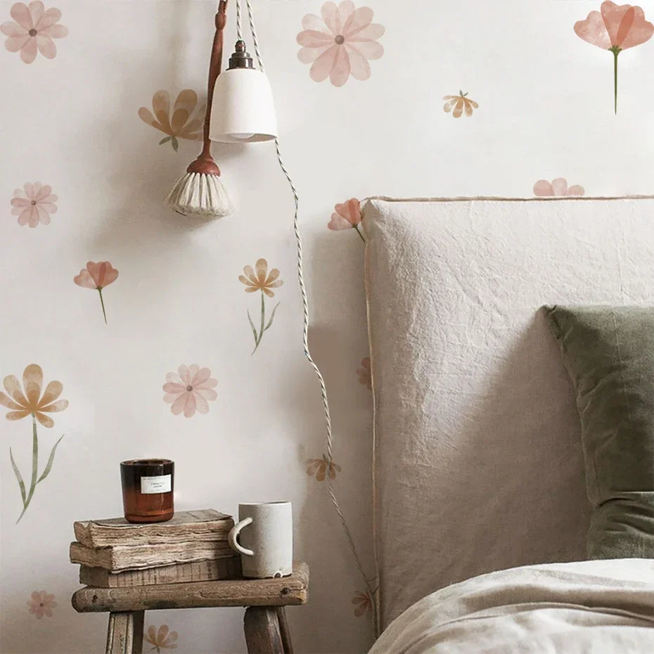 Boho Watercolor Floral Wall Stickers for Home Decor