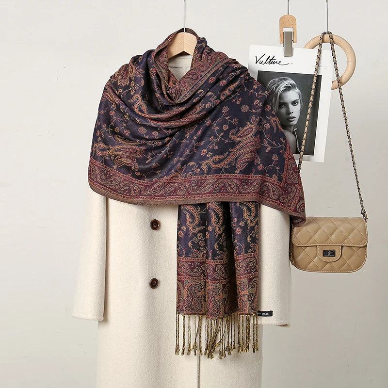 Women's Ethnic Paisley Pattern Large Scarf & Shawl