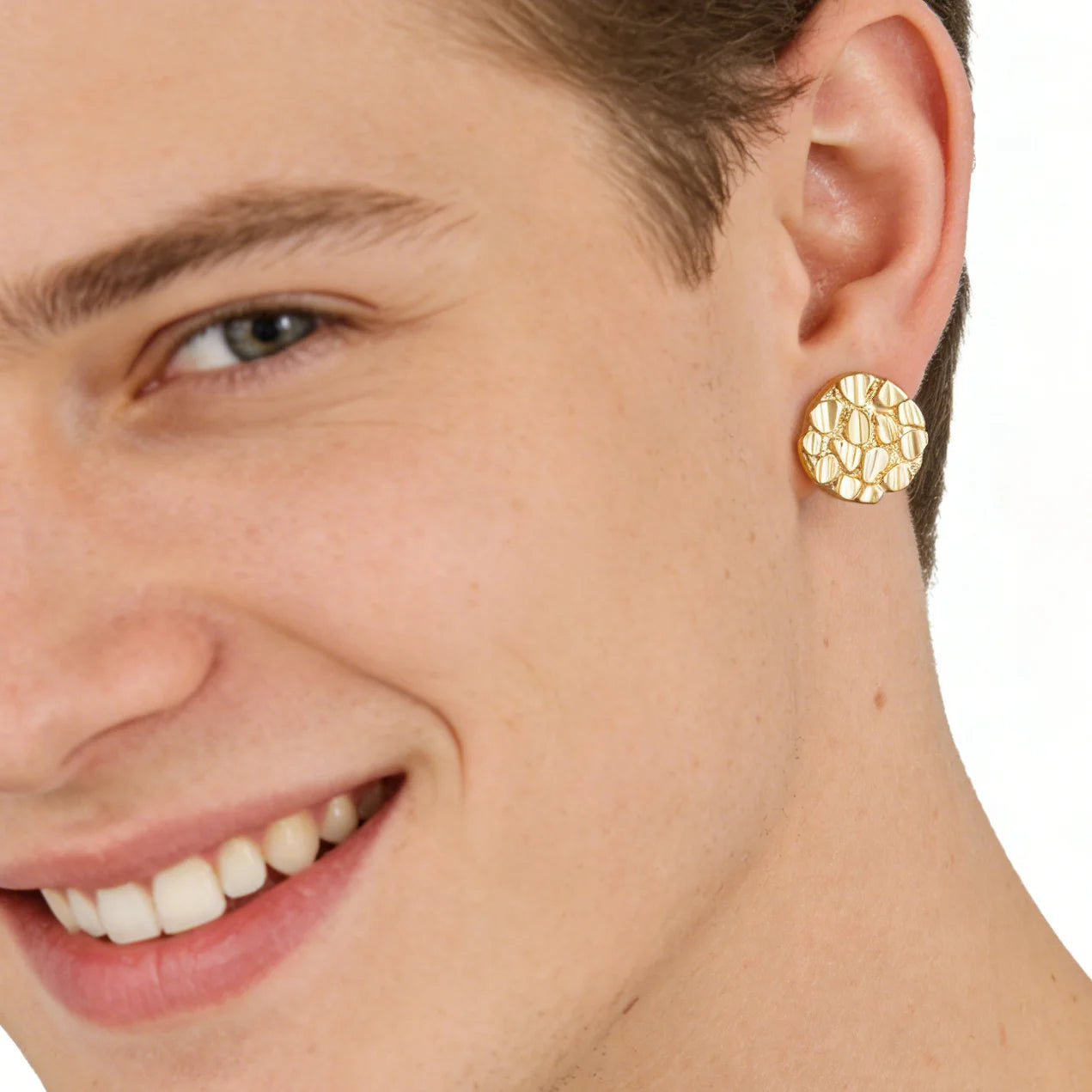 Unisex Gold-Tone Round Stud Earrings