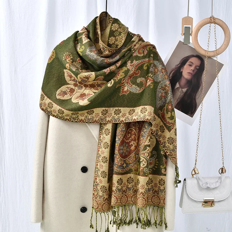 Women's Ethnic Paisley Pattern Large Scarf & Shawl