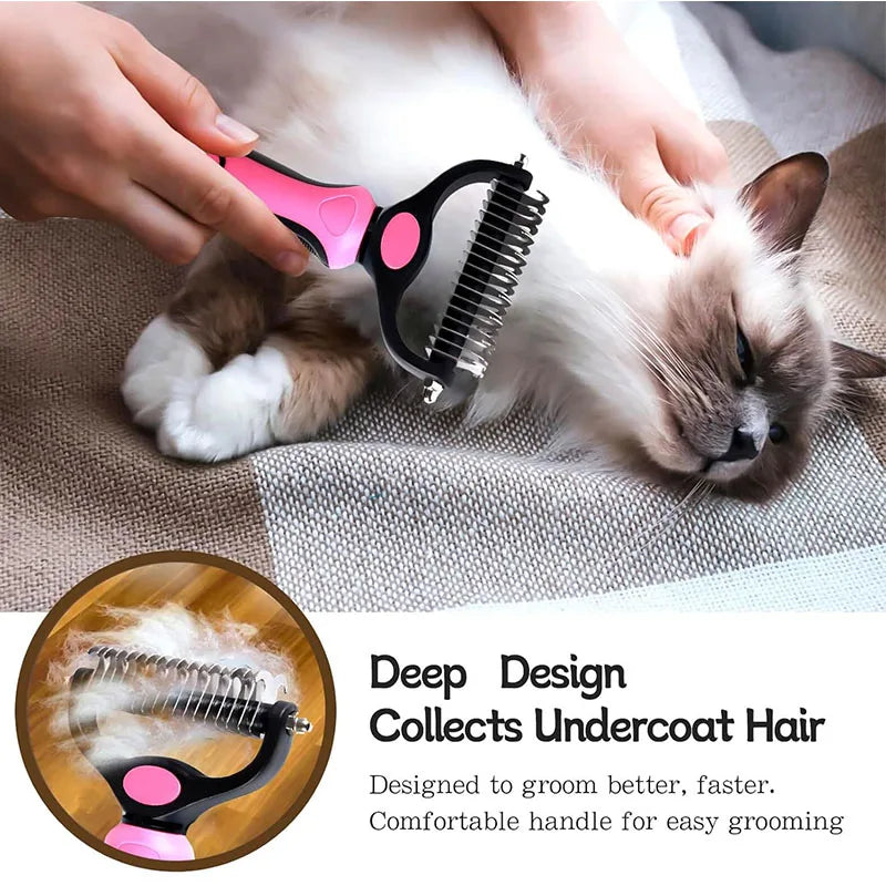 Self-Cleaning Pet Deshedding Brush for Dogs and Cats