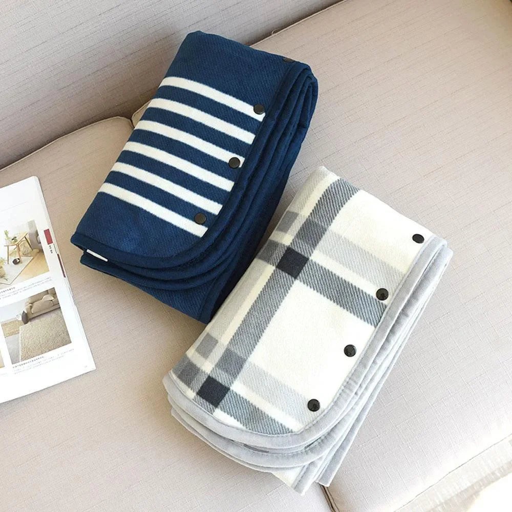 Fleece Wearable Blanket, Plaid Lap Blanket Comfy Poncho Throw
