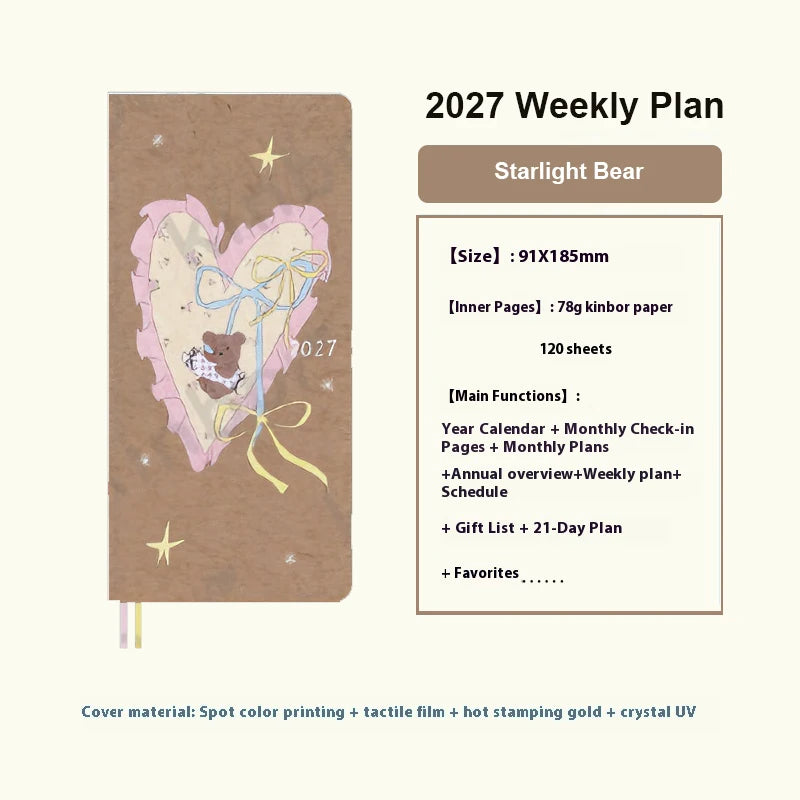 2027 Weekly Planner Notebook – Cute A5 Daily Agenda & Organizer