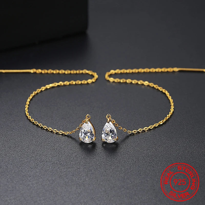 Women's Elegant Water Drop Chain Earrings