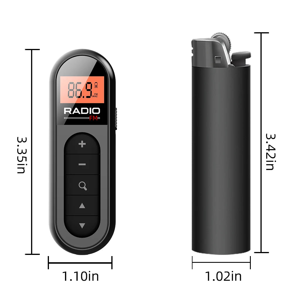 Rechargeable FM Pocket Radio – Portable Digital Tuning Radio with LCD Display