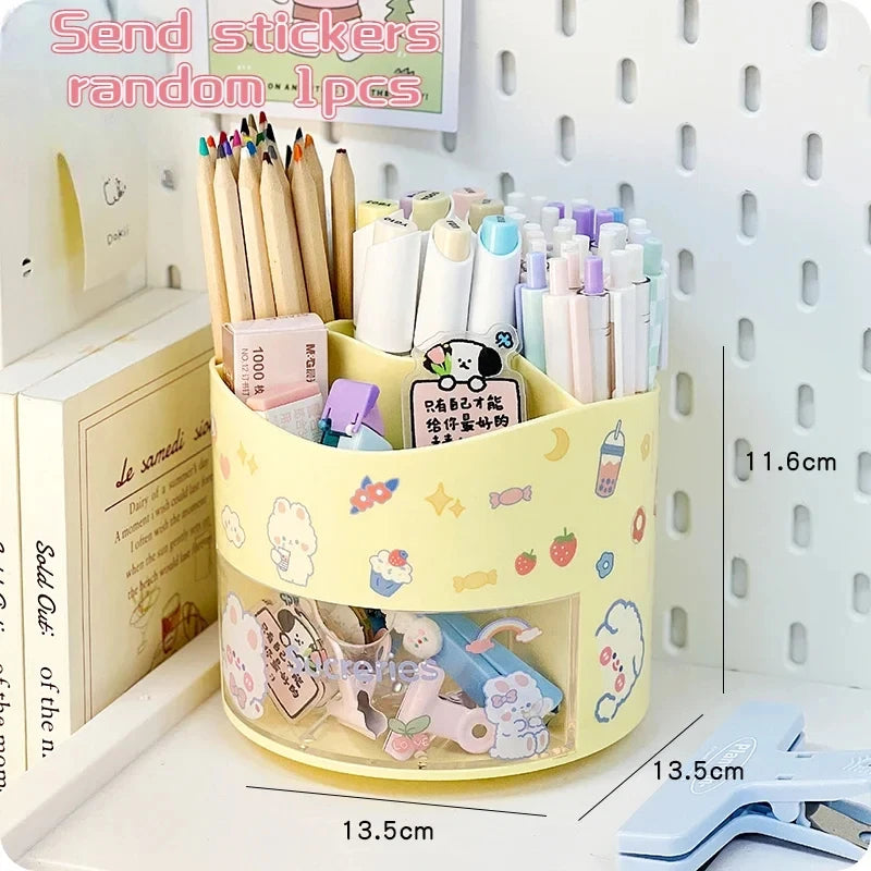 Rotating Pen Holder & Desktop Organizer – Cute Stationery Storage