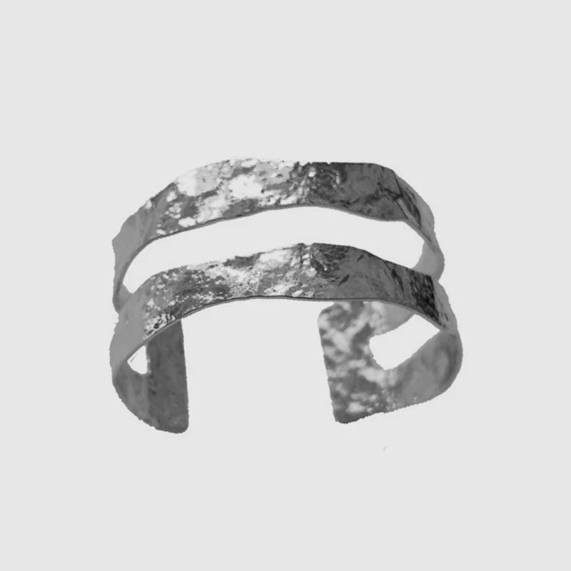 Women's Irregular Hammered Metal Cuff Bracelet