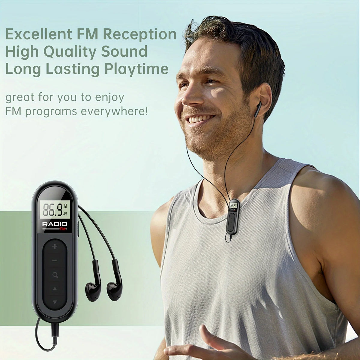 Rechargeable FM Pocket Radio – Portable Digital Tuning Radio with LCD Display