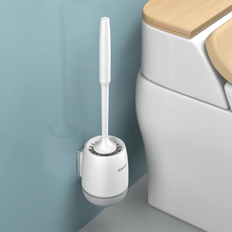 Silicone Toilet Brush with Holder – Wall-Mounted Bathroom Cleaning Brush