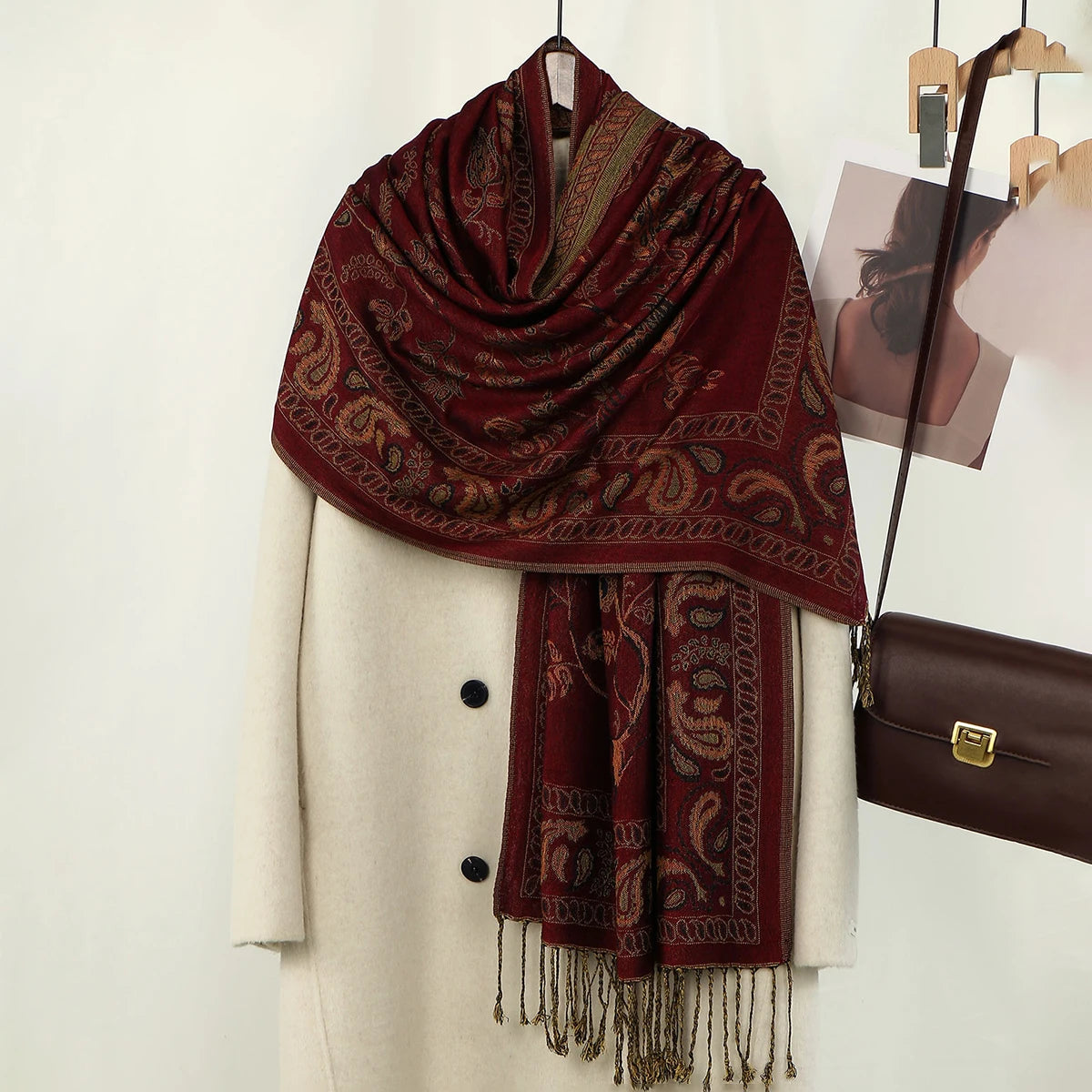 Women's Ethnic Paisley Pattern Large Scarf & Shawl