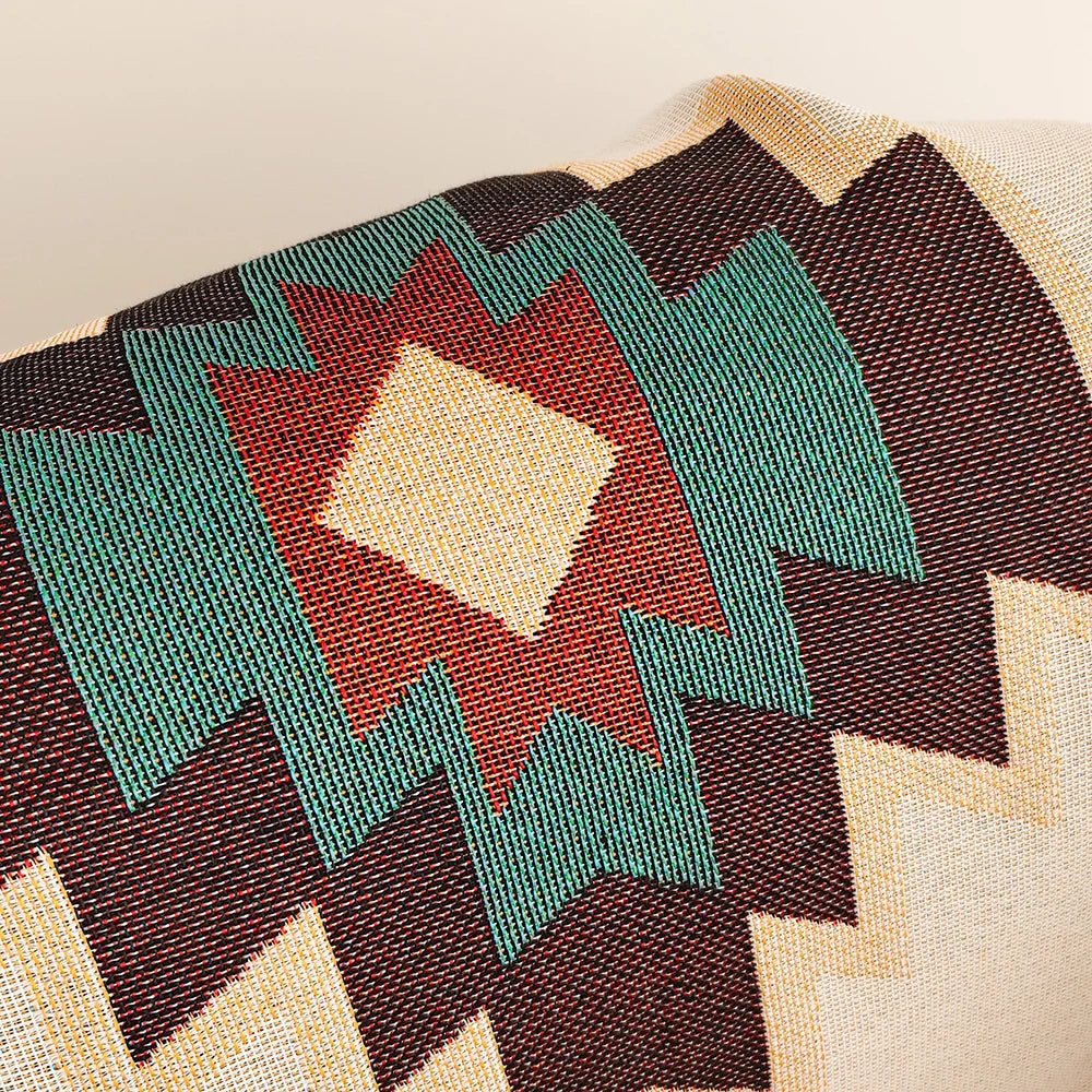 Aztec Boho Oversized Throw Blanket with Fringe