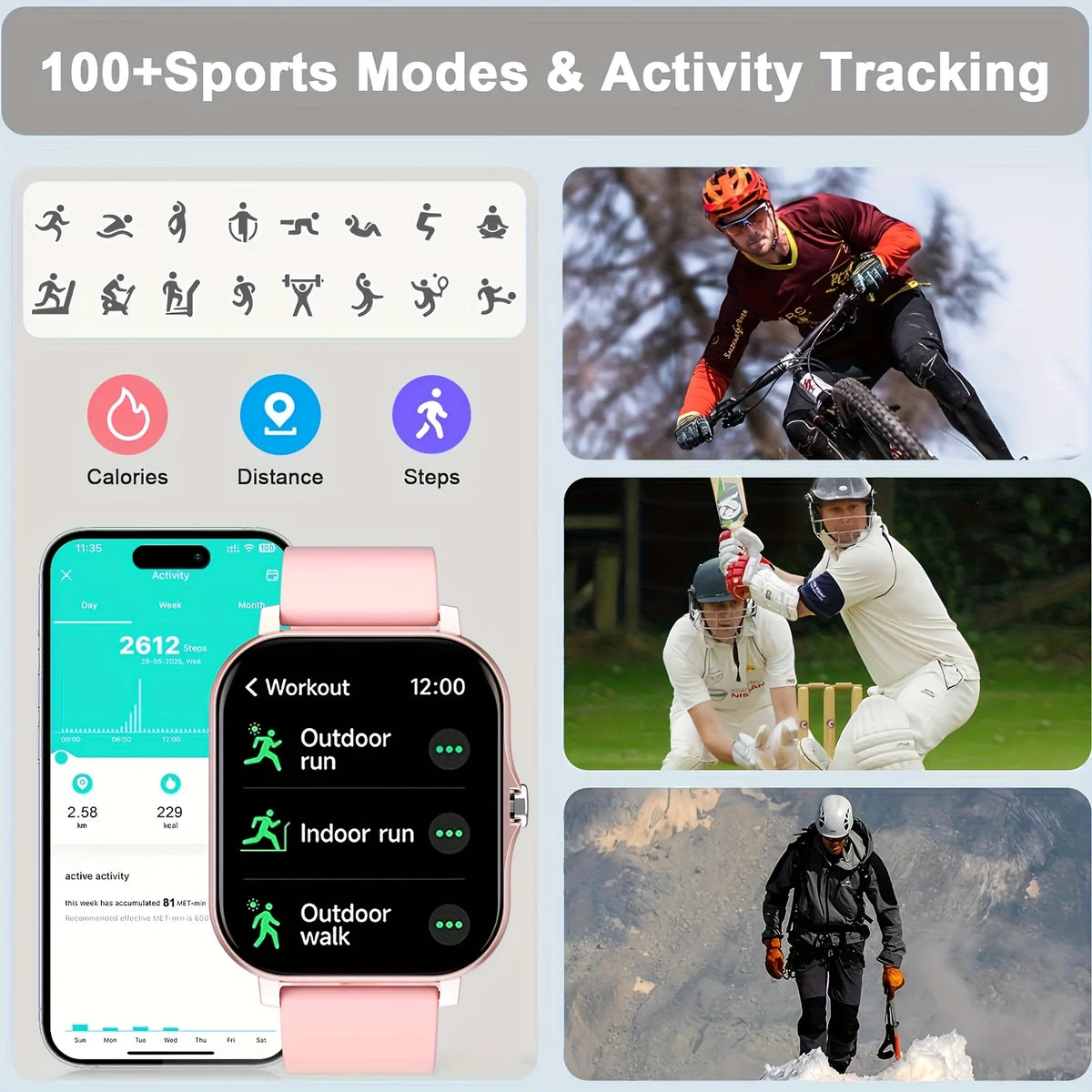1.83" Full-Screen Touch Smart Watch – Fitness & Activity Tracker