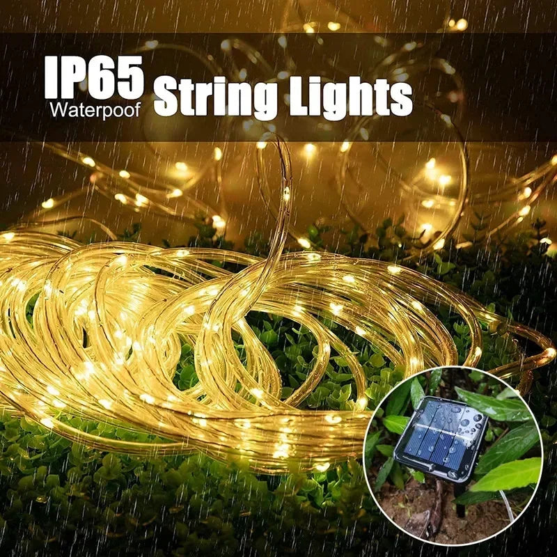 Solar LED Rope String Lights – Outdoor Christmas & Garden Decor