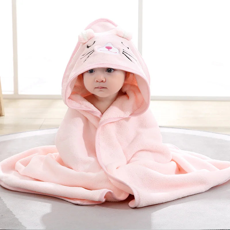 Cartoon Animal Hooded Baby Bath Towel – Soft Newborn & Toddler Wrap