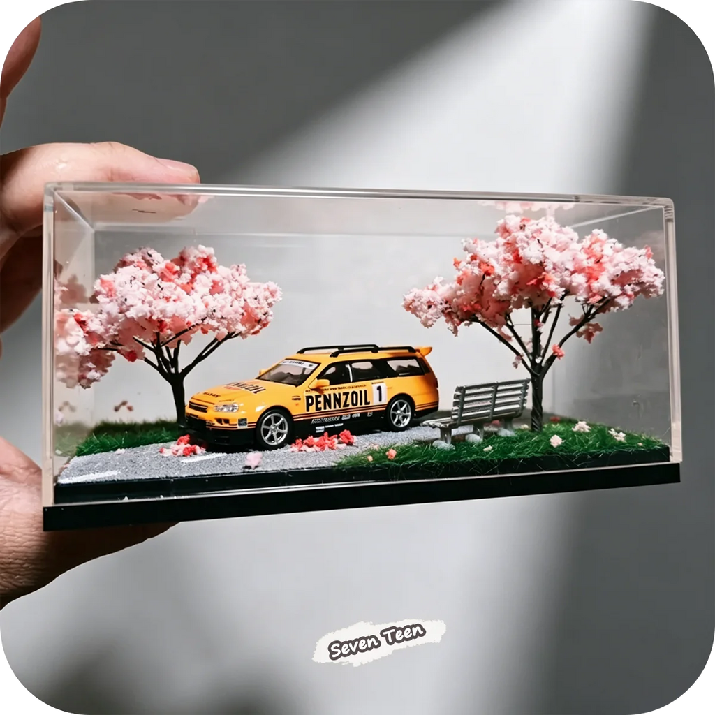 Cherry Blossom Miniature Display Box – Japanese Scene Home Decor