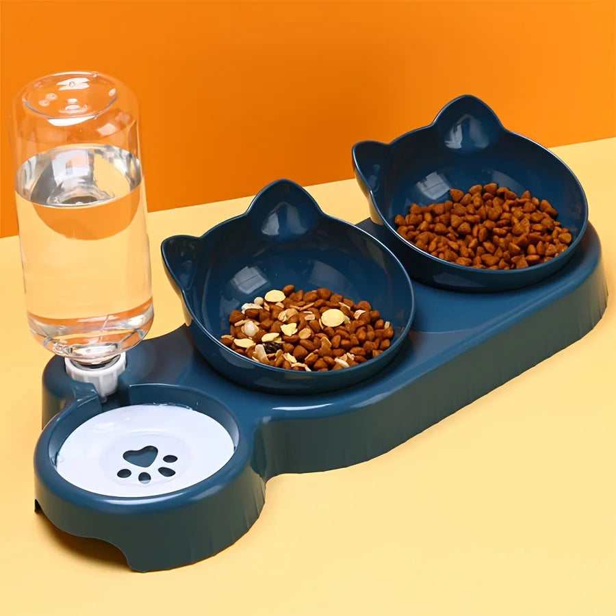 3-in-1 Pet Food and Water Bowl Set with Automatic Water Dispenser