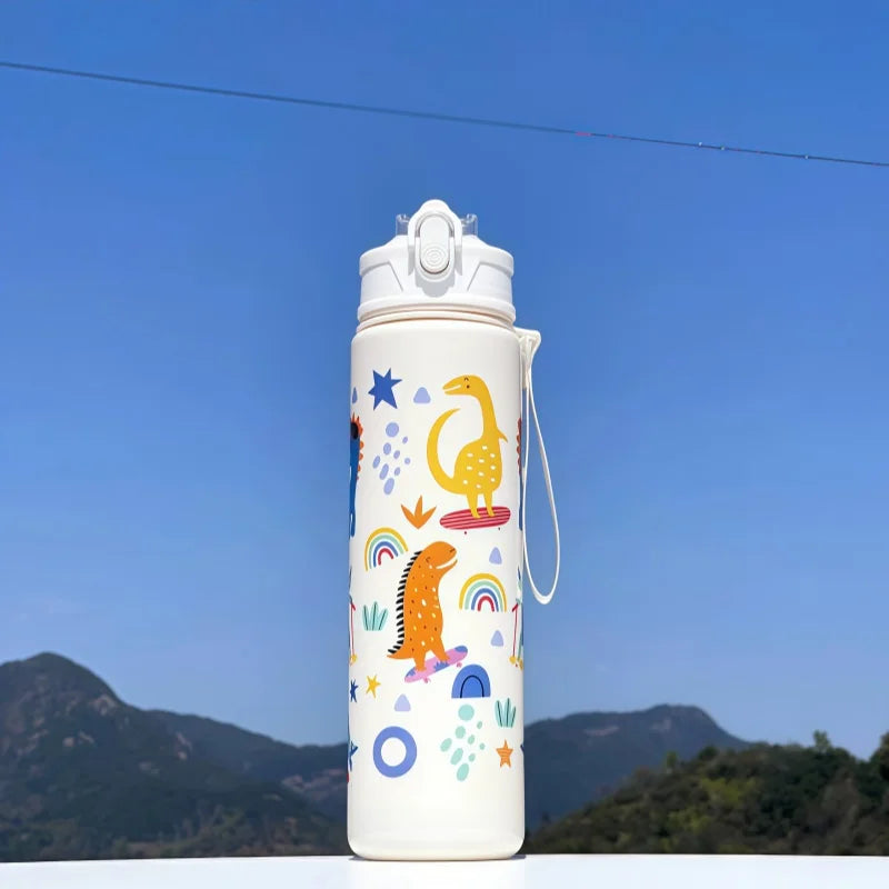 750ml Kids Water Bottle with Straw & Silicone Sleeve