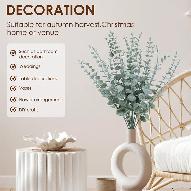 Artificial Eucalyptus Stems – Realistic Green Leaves for Home & Wedding Decor