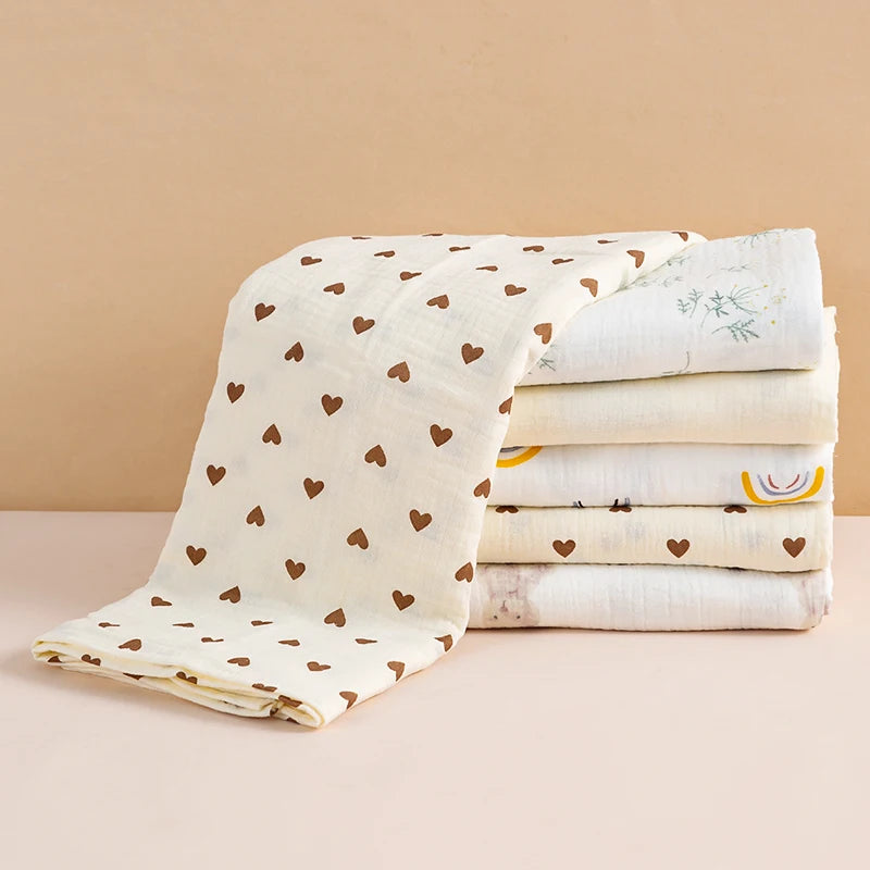 100×100cm Cotton Muslin Baby Swaddle Blanket – Soft Newborn Receiving Wrap