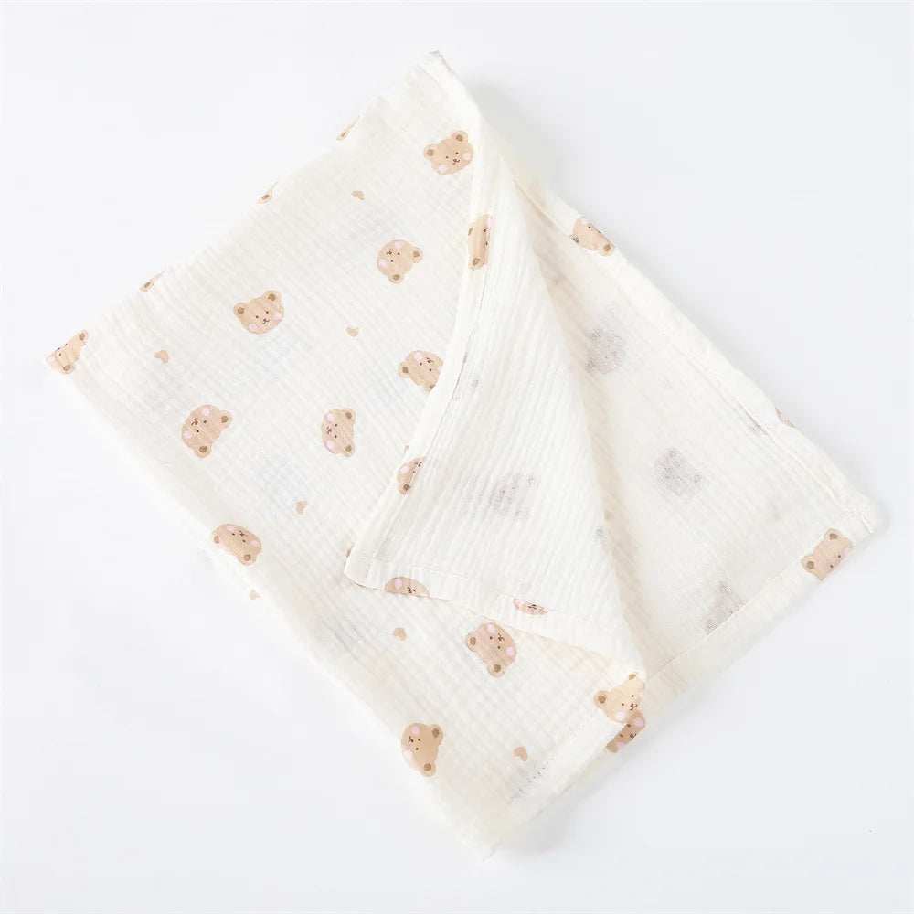 Cotton Muslin Baby Swaddle Blanket – Soft Floral Print Receiving Wrap
