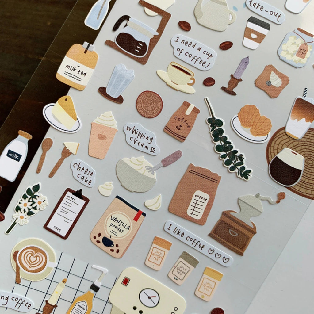 Korean Style Coffee Decorative Stickers for Journaling