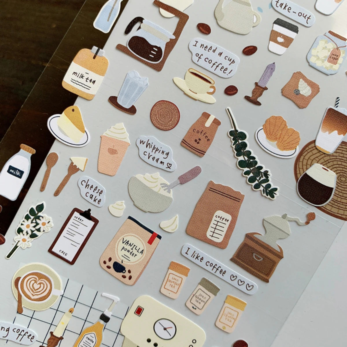 Korean Style Coffee Decorative Stickers for Journaling