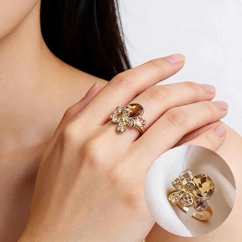 Women's Geometric Rhinestone Ring – Elegant Minimalist Fashion Jewelry
