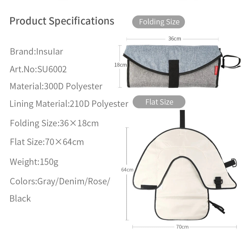 2-in-1 Portable Baby Changing Pad – Waterproof Travel Diaper Mat
