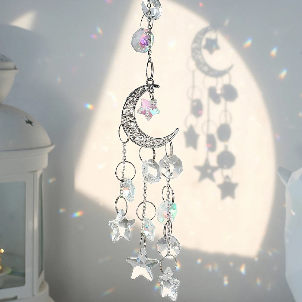 Crystal Moon Suncatcher – Hanging Rainbow Window Decor