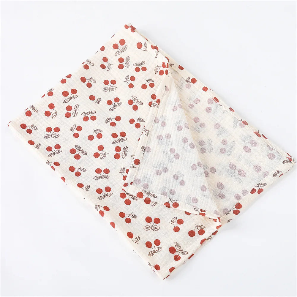 Cotton Muslin Baby Swaddle Blanket – Soft Floral Print Receiving Wrap