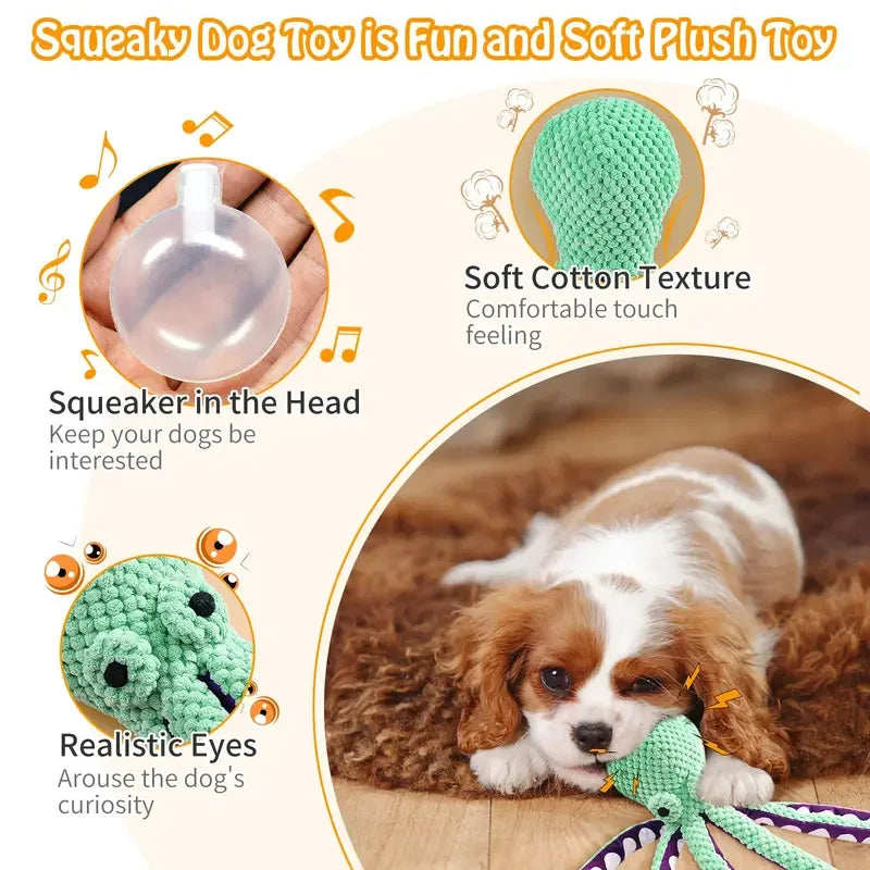 Octopus Plush Squeaky Toy for Dogs & Cats – Interactive Chew Toy