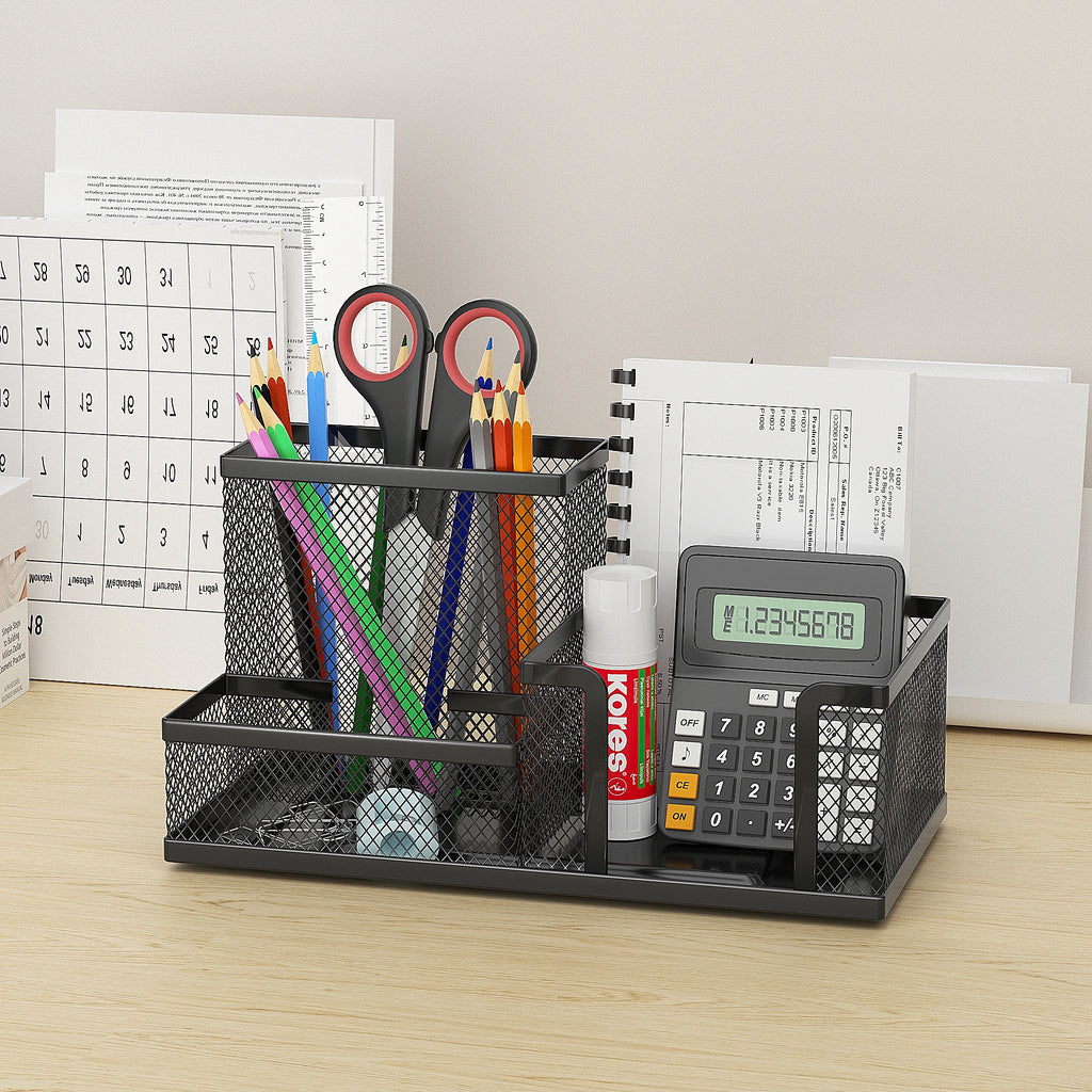 Mesh Desk Organizer – Multi-Compartment Office Supply Caddy