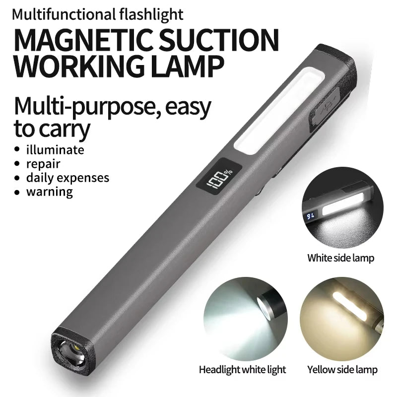 Rechargeable Magnetic LED Pen Light for Work & Camping