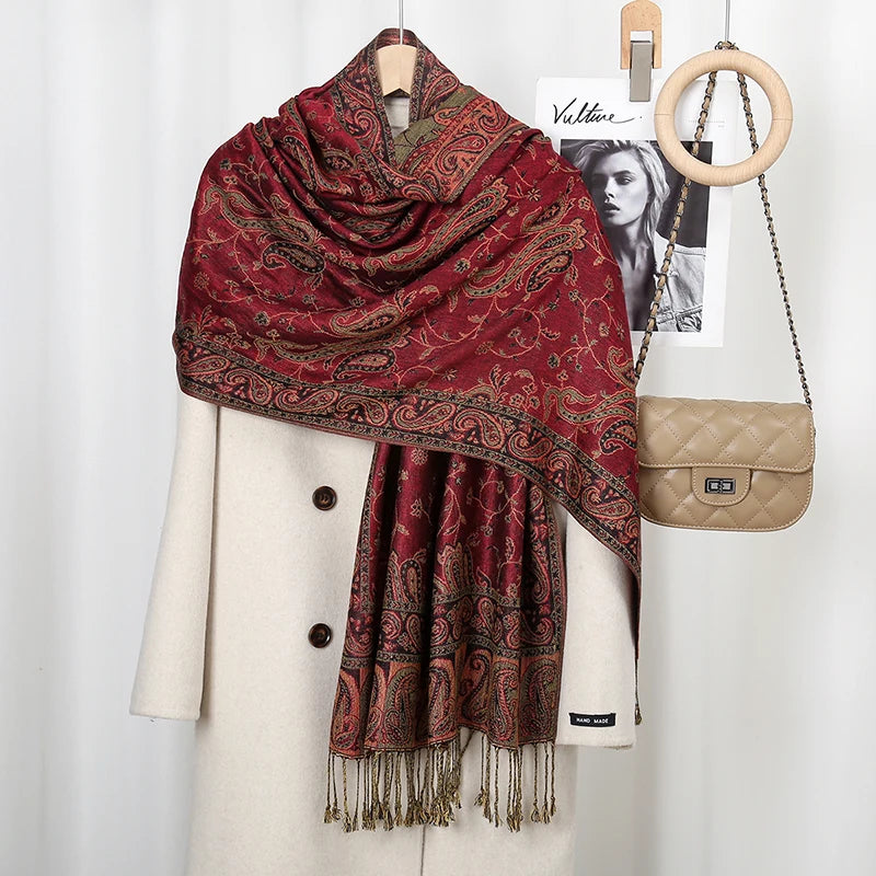Women's Ethnic Paisley Pattern Large Scarf & Shawl