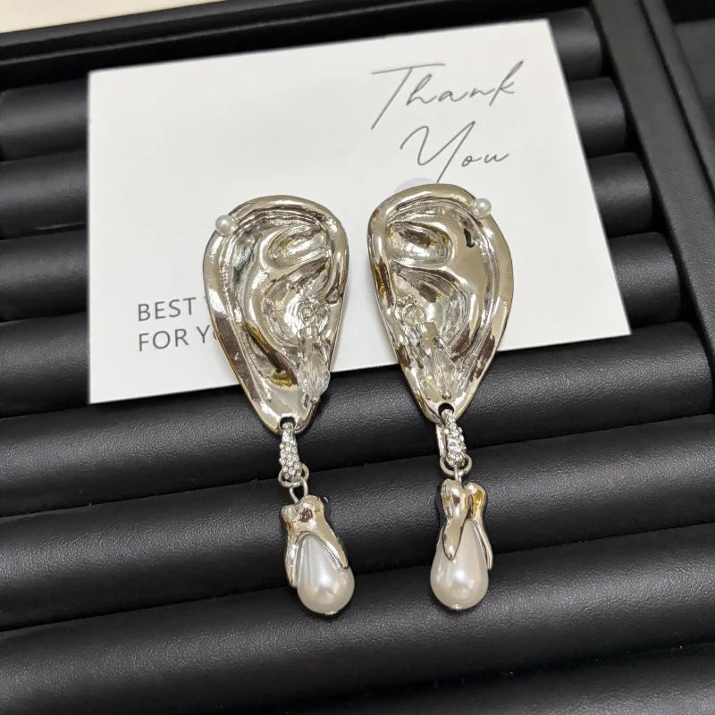 Women's Pearl Pendant Drop Earrings