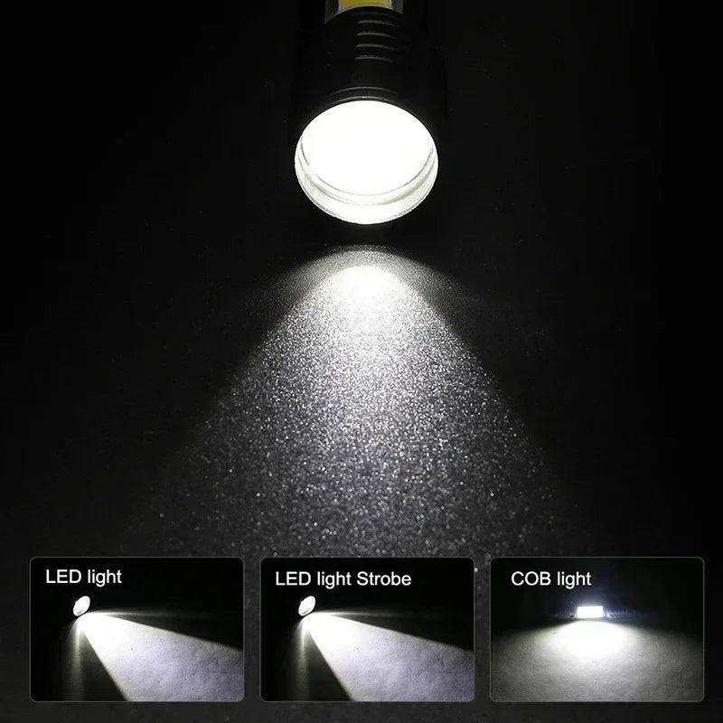 Portable Rechargeable Zoomable LED Flashlight with Pen Clip