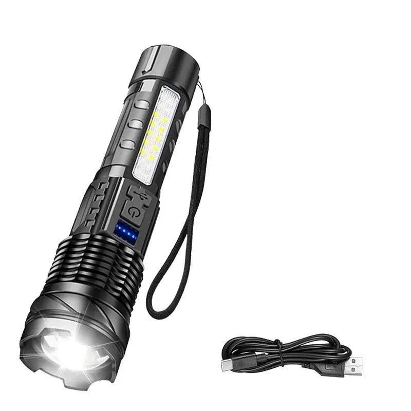 Portable Rechargeable Zoomable LED Flashlight with Pen Clip