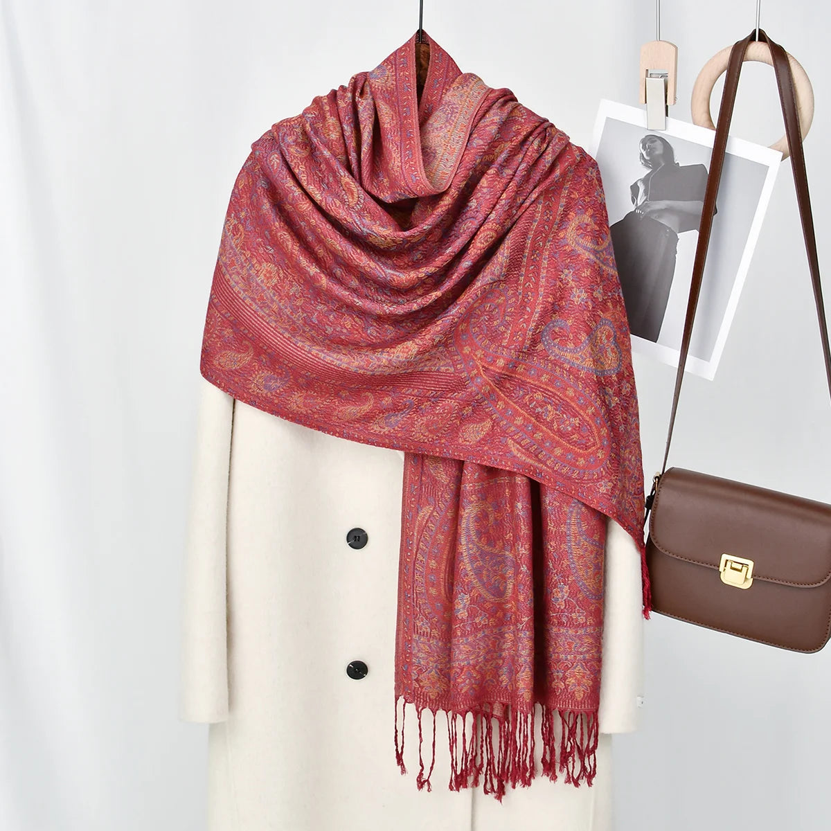 Women's Ethnic Paisley Pattern Large Scarf & Shawl