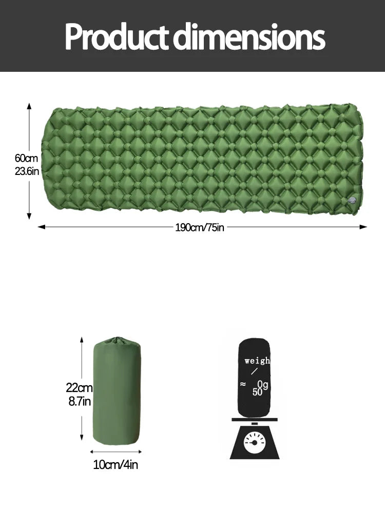 Inflatable Camping Sleeping Pad with Built-In Pump
