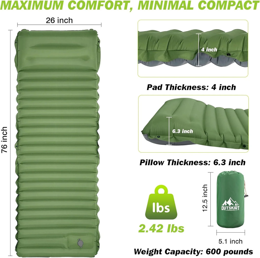 Extra Thick Inflatable Camping Sleeping Pad – Outdoor Air Mattress