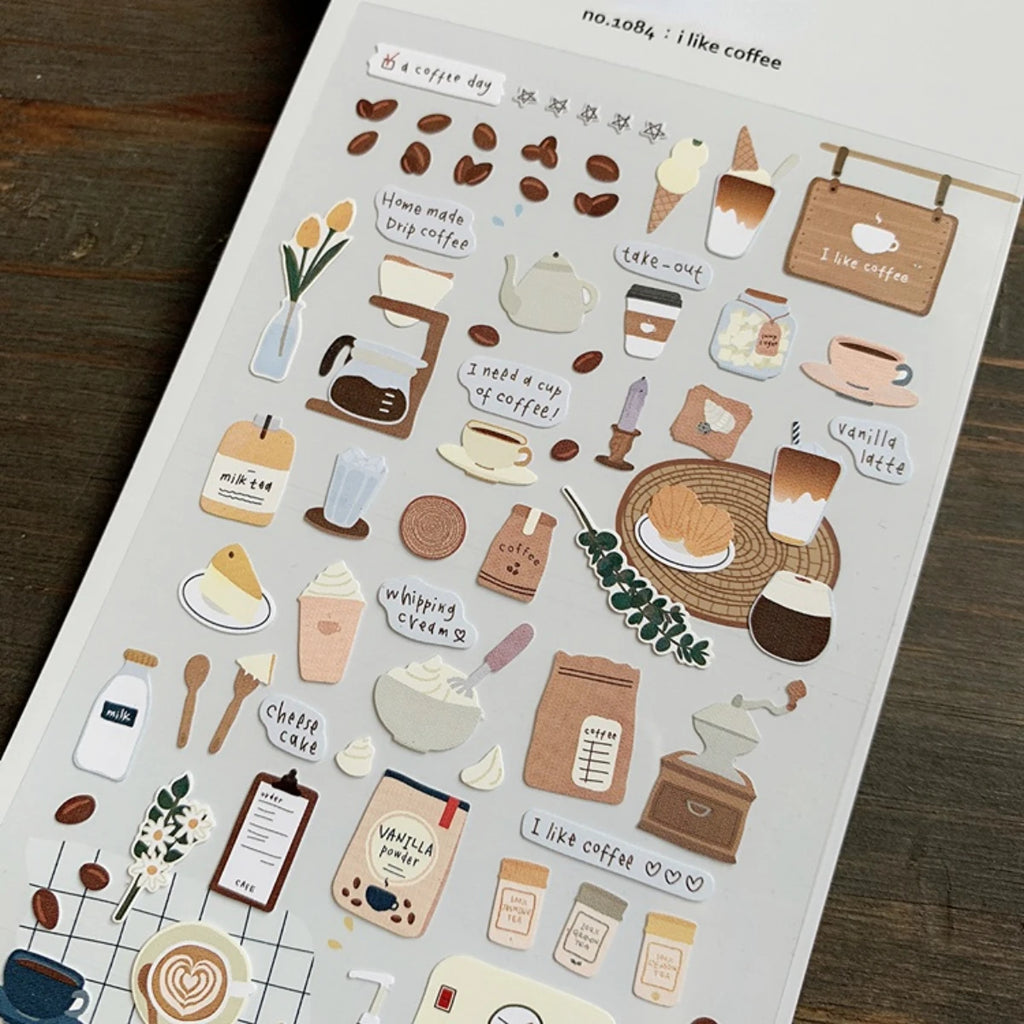 Korean Style Coffee Decorative Stickers for Journaling
