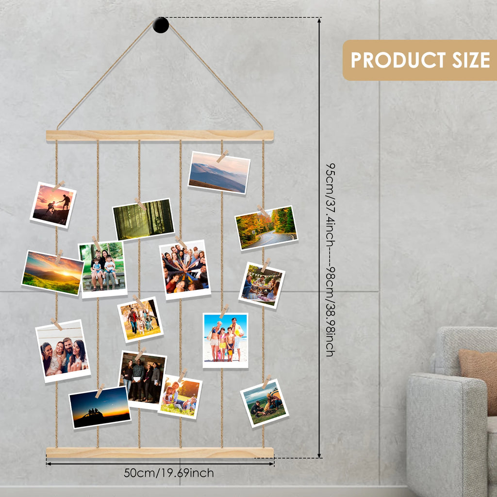 Wooden Hanging Photo Display Holder – Wall Picture & Collage Decor