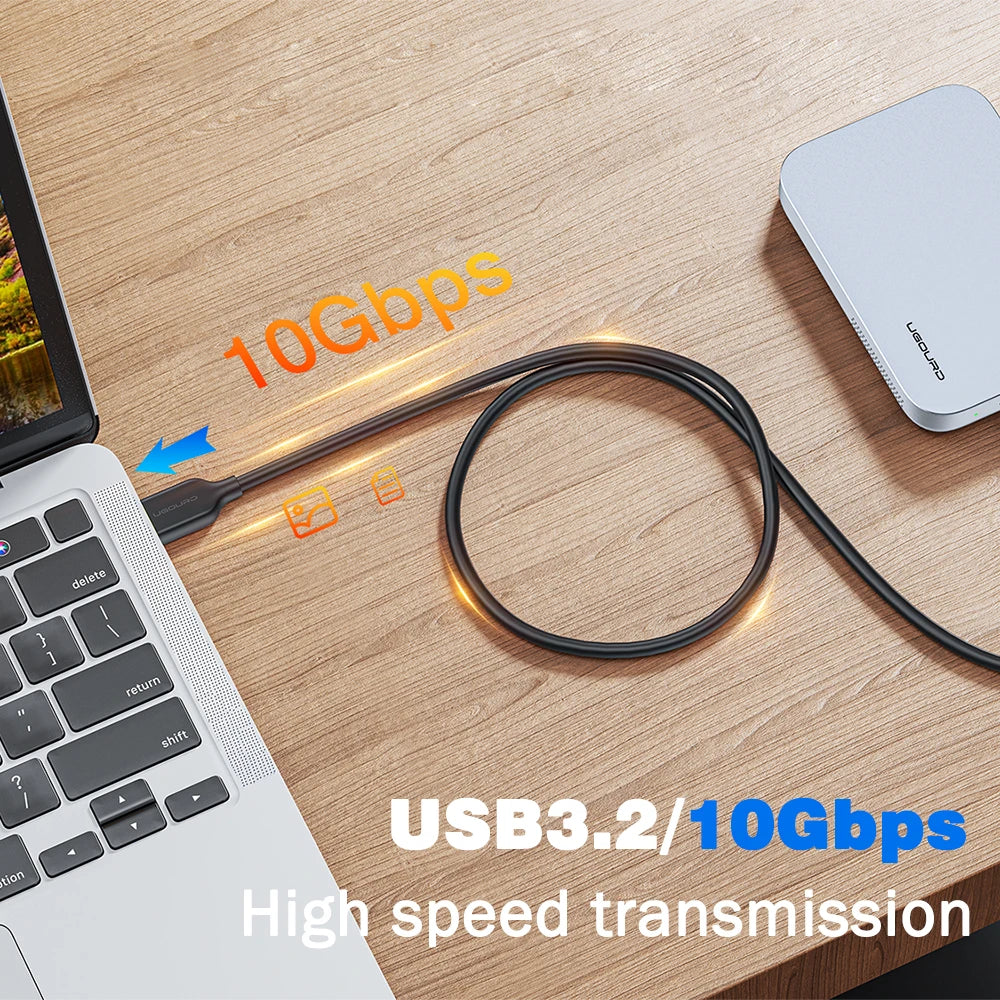 USB 3.2 10Gbps USB-A to USB-C Fast Charging Data Cable