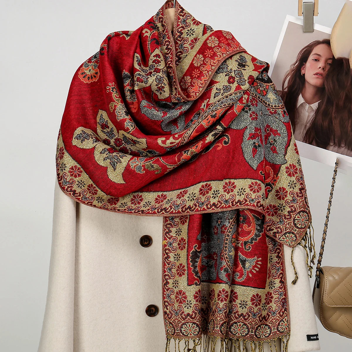 Women's Ethnic Paisley Pattern Large Scarf & Shawl