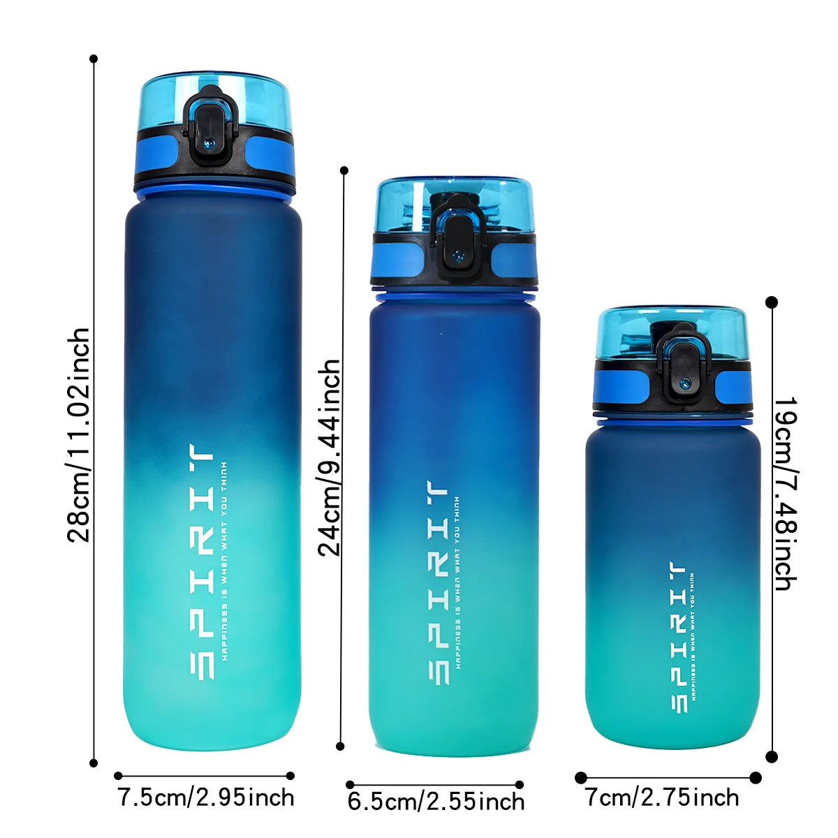 Gradient Sports Water Bottle with Capacity Markings