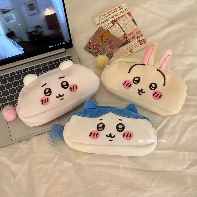 Kawaii Bunny Plush Pencil Case – Cute Soft Pen Bag