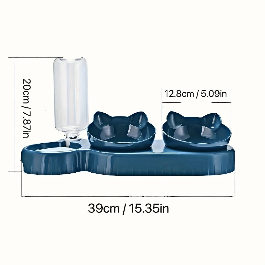 3-in-1 Pet Food and Water Bowl Set with Automatic Water Dispenser