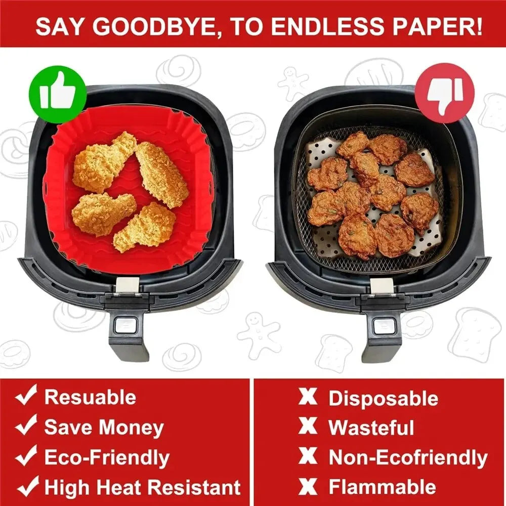 Reusable Silicone Air Fryer Liner – Nonstick Oven Basket Insert
