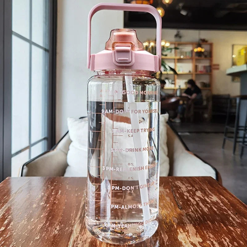 2L Large Capacity Water Bottle with Straw – Portable Sports & Travel Bottle